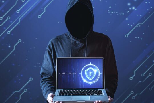 Ilustración que muestra un mensaje de phishing con un enlace sospechoso en una pantalla de ordenador.