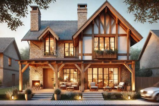 Casa de pueblo reformada con acabados rústicos y modernos.